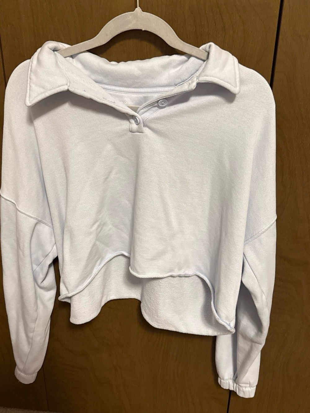 aerie Light Blue Cropped Sweatshirt with Collar